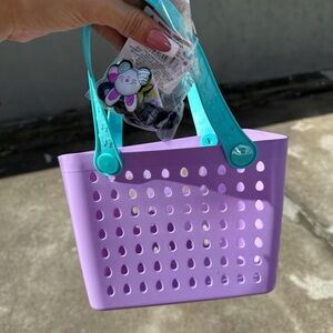 Purple Toy Basket with Teal Handles